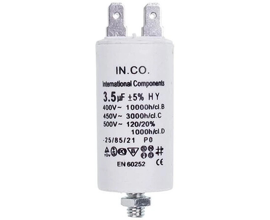 Зображення 3 Пусковий конденсатор для пральної машини CBB60 3.5uF 450V 34x70mm (4 клеми)