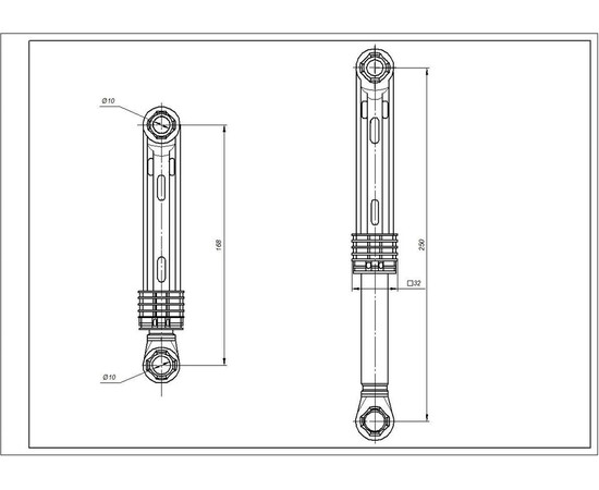 Зображення 4 Амортизатор бака для пральної машини Samsung DC66-00343F AKS 60N L=170-250mm D отворів=10mm