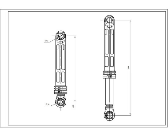 Изображение 4 Амортизатор бака для стиральной машины Samsung AKS DC66-00531C 80N L=165-255mm D отверстия=10/12mm