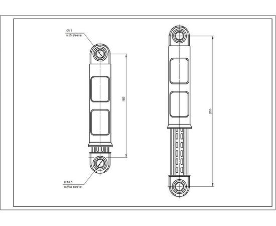 Зображення 4 Амортизатор бака для пральної машини Electrolux 1322553015 80N L=185-265mm D отворів=11mm
