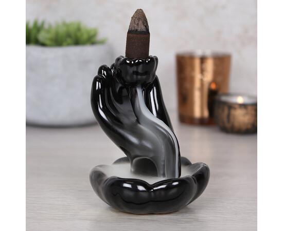 Зображення 3 Керамічна підставка для пахощів Hand & Lotus Flower Backflow Incense Burner + 5 конусів