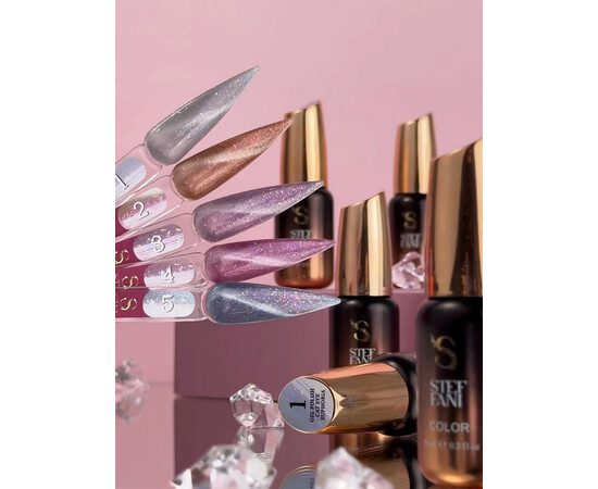 Зображення 8 Гель-лак котяче око з блискітками Steffani Cat Eye Еuphoria 04, 5 мл, Об'єм (мл, г): 5, Колір: 04