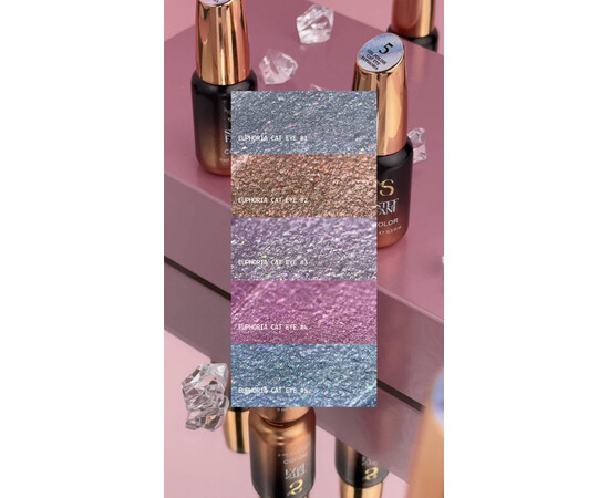 Зображення 5 Гель-лак котяче око з блискітками Steffani Cat Eye Еuphoria 02, 5 мл, Об'єм (мл, г): 5, Колір: 02