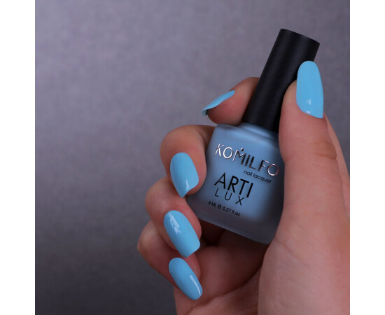 Зображення 2 Лак для нігтів Komilfo ArtiLux 011 блакитний, емаль, 8 мл, Об'єм (мл, г): 8, Колір: 011
