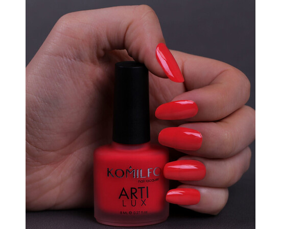 Зображення 2 Лак для нігтів Komilfo ArtiLux 018 яскравий кораловий, емаль, 8 мл, Об'єм (мл, г): 8, Колір: 018