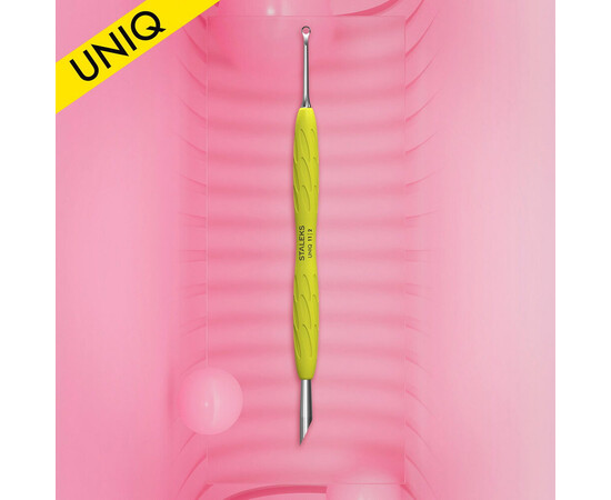 Зображення 2 Лопатка манікюрна з силіконовою ручкою Staleks Pro Gummy Uniq 11 Type 2 (пушер скошений + кільце)
