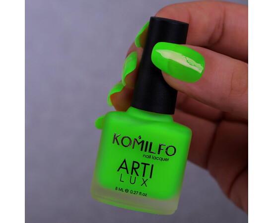 Зображення 2 Лак для нігтів Komilfo ArtiLux 032 яскравий салатовий, неон, 8 мл, Об'єм (мл, г): 8, Колір: 032