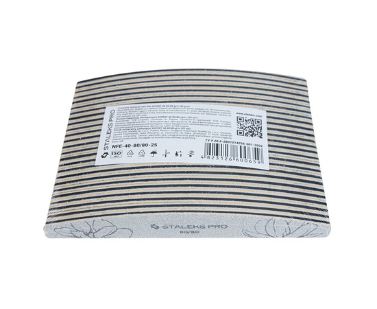 Зображення 5 Пилка для нігтів мінеральна Staleks Pro Expert 40 півмісяць 80/80 гріт, 25 шт