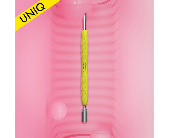 Изображение 2 Лопатка маникюрная с силиконовой ручкой Staleks Pro Gummy Uniq 10 Type 2 (округлый пушер узкий + скошенный пушер)