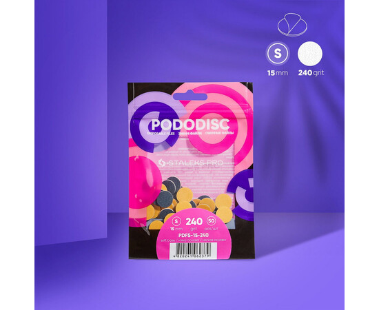 Зображення 3 Змінні файли для педикюрного диска на м'якій основі Staleks Pro Pododisc S 15 мм / 240 гріт, 50 шт