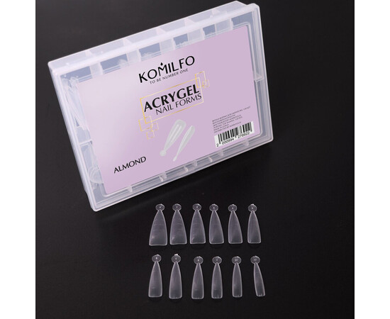 Зображення 4 Верхні форми Komilfo Acry Gel Top Nail Forms Almond миндаль, 120 шт