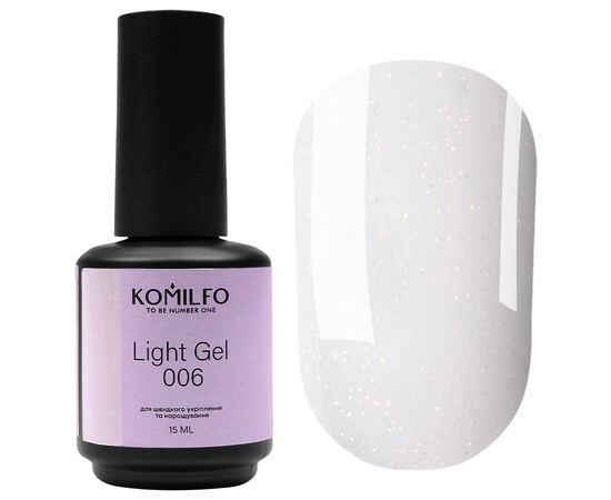 Изображение 2 Жидкий гель для наращивания с блестками Komilfo Light Gel 006, 15 мл, Объем (мл, г): 15, Цвет: 006