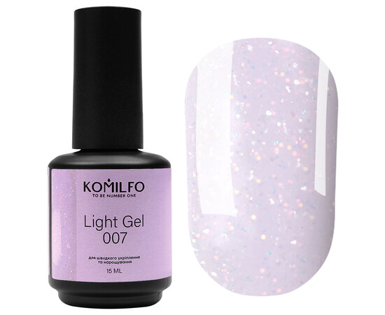 Зображення 2 Рідкий гель для нарощування з блискітками Komilfo Light Gel 007, 15 мл, Об'єм (мл, г): 15, Колір: 007