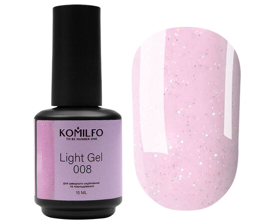 Зображення 2 Рідкий гель для нарощування з блискітками Komilfo Light Gel 008, 15 мл, Об'єм (мл, г): 15, Колір: 008