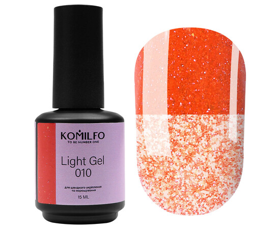 Изображение 2 Жидкий гель для наращивания с блестками Komilfo Light Gel 010, 15 мл, Объем (мл, г): 15, Цвет: 010