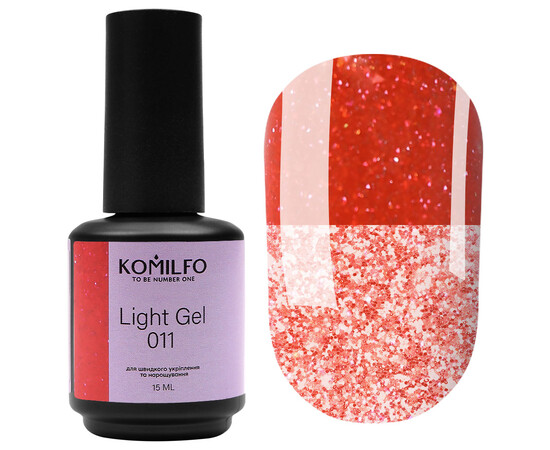 Изображение 2 Жидкий гель для наращивания с блестками Komilfo Light Gel 011, 15 мл, Объем (мл, г): 15, Цвет: 011