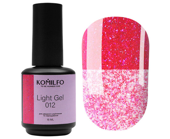 Изображение 2 Жидкий гель для наращивания с блестками Komilfo Light Gel 012, 15 мл, Объем (мл, г): 15, Цвет: 012