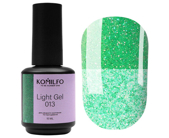 Изображение 2 Жидкий гель для наращивания с блестками Komilfo Light Gel 013, 15 мл, Объем (мл, г): 15, Цвет: 013
