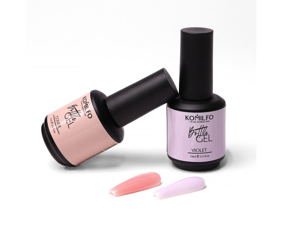 Зображення 3 Рідкий гель для нігтів Komilfo Bottle Gel Violet, з пензликом, 15 мл, Об'єм (мл, г): 15, Колір: Violet