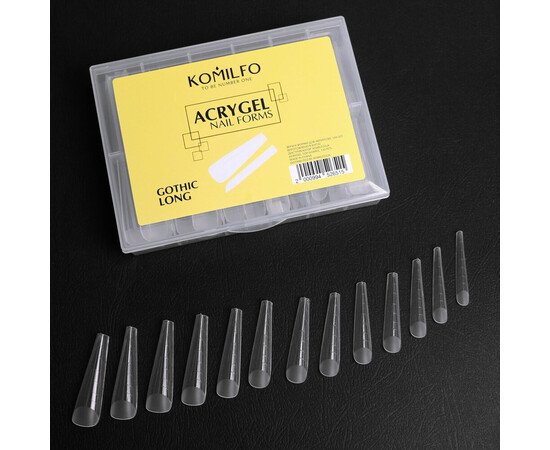 Зображення 4 Верхні форми Komilfo Top Nail Forms Long Gothic довгий готичний миндаль, 130 шт