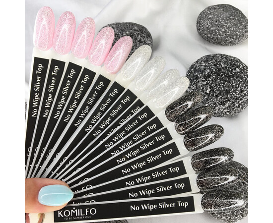Зображення 3 Топ із срібним мікроблиском без липкого шару Komilfo No Wipe Silver Top, 8 мл