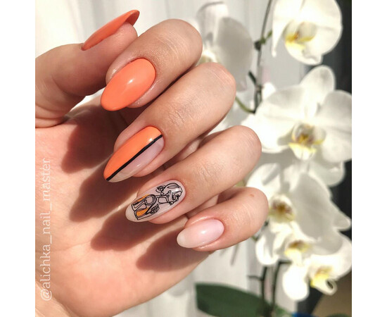 Зображення 4 Гель-лак Komilfo Deluxe Series D074 помаранчево-персиковий, емаль, 8 мл, Об'єм (мл, г): 8, Колір: 074