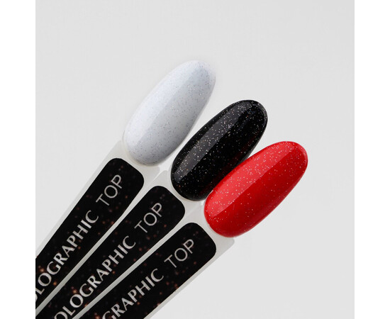 Зображення 4 Топ з блискітками голографічний без липкого шару Komilfo No Wipe Holographic Top, 8 мл