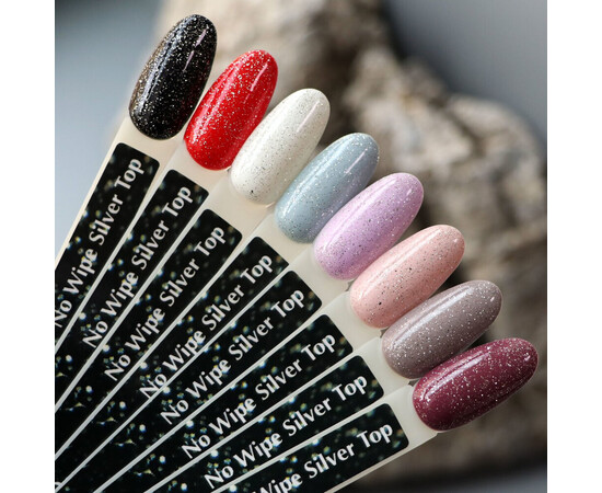 Зображення 2 Топ із срібним мікроблиском без липкого шару Komilfo No Wipe Silver Top, 8 мл