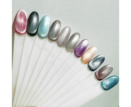 Изображение 6 Гель-лак Komilfo 9D Cat's Eye Silver серебряный, 8 мл, Объем (мл, г): 8, Цвет: Silver