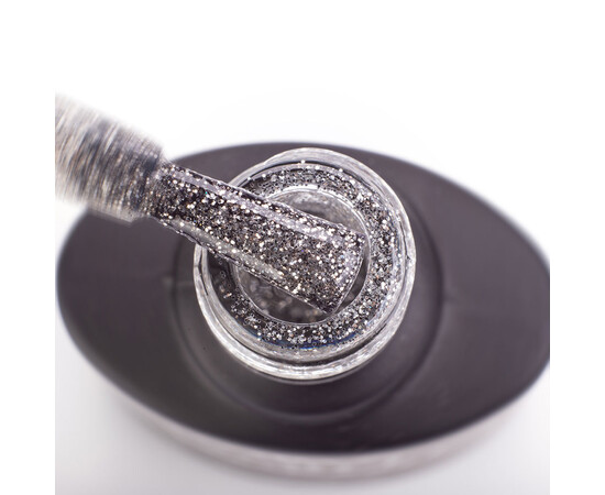 Зображення 2 Гель-лак Komilfo DeLuxe Series G004 темне срібло з блискітками, 8 мл, Об'єм (мл, г): 8, Колір: 004