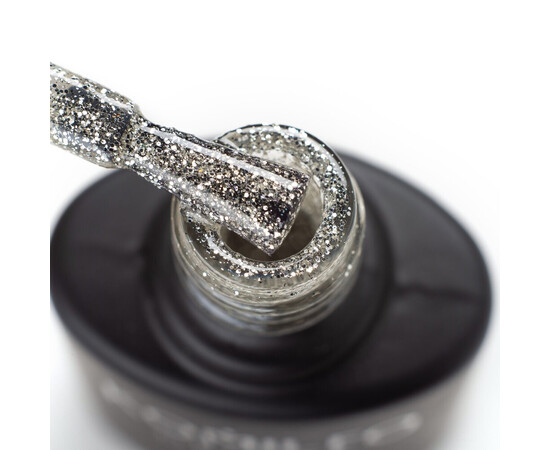 Зображення 2 Гель-лак Komilfo DeLuxe Series G006 темно-сріблясті насичені блискітки з золотим відливом, 8 мл, Об'єм (мл, г): 8, Колір: 006