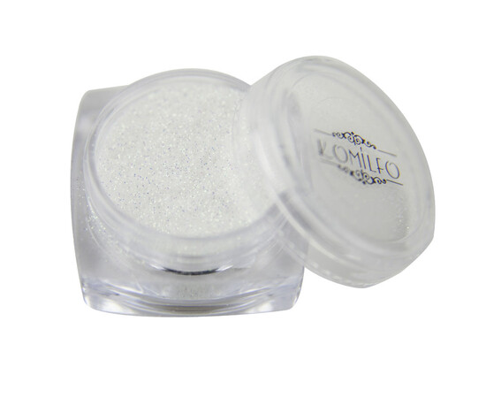 Зображення 4 Блискітки Komilfo 026, розмір 0.1 мм білі, зелений перелив, 2.5 г, Колір: 026