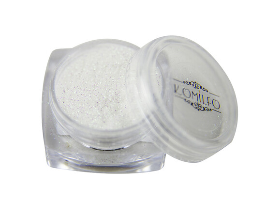 Зображення 4 Блискітки Komilfo 030, розмір 0.1 мм білі, салатовий перелив, 2.5 г, Колір: 030