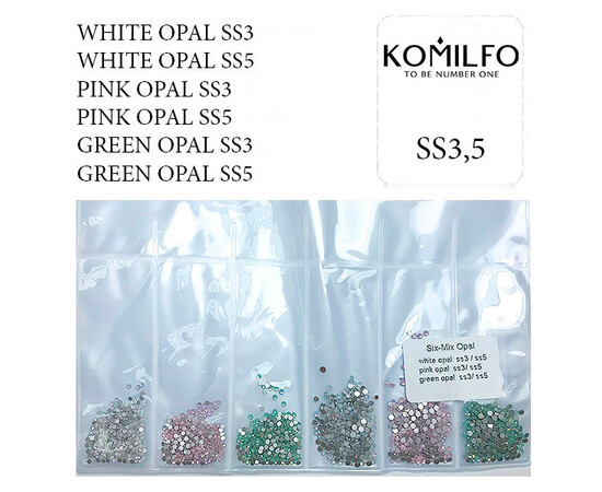 Изображение 3 Стразы Komilfo Six-Mix Opal, размер ss3, ss5, 1600 шт, Цвет: Six-Mix Opal