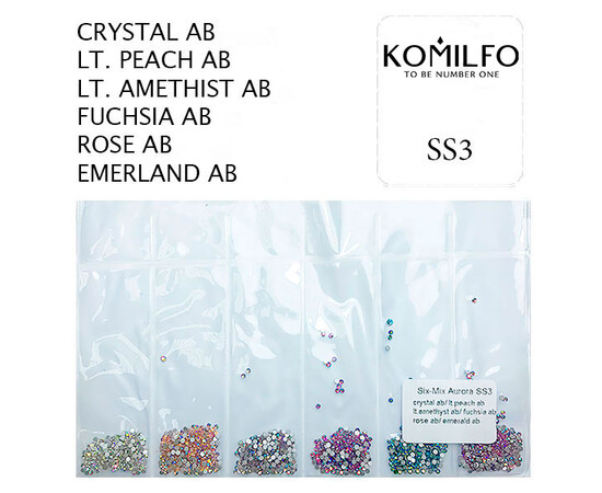 Зображення 3 Стрази Komilfo Six-Mix Aurora, розмір ss3, 1600 шт, Колір: Six-Mix Aurora
