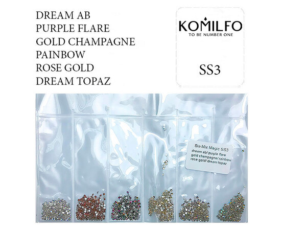 Зображення 3 Стрази Komilfo Six-Mix Magic, розмір ss3, 1600 шт, Колір: Six-Mix Magic
