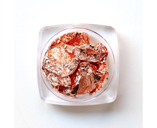 Изображение 2 Фольга жатая для ногтей в банке Komilfo розовое золото, Цвет: Rose Gold