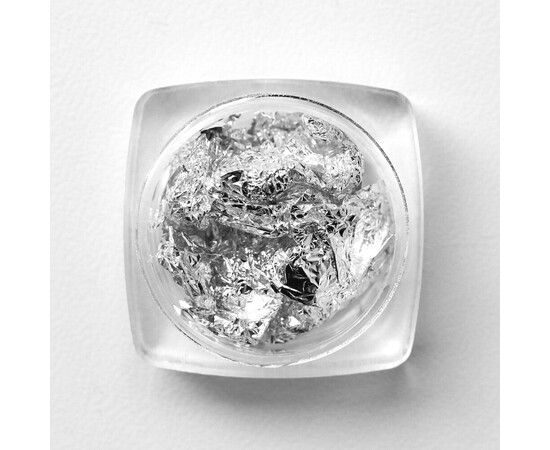 Зображення 2 Фольга жата для нігтів в банці Komilfo срібло, Колір: Silver