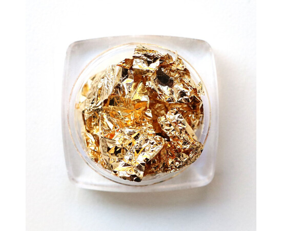 Зображення 2 Фольга жата для нігтів в банці Komilfo золото, Колір: Gold