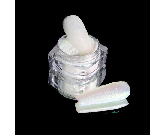 Зображення 2 Блискітки Komilfo 026, розмір 0.1 мм білі, зелений перелив, 2.5 г, Колір: 026