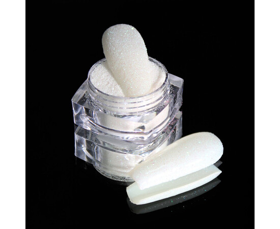 Зображення 2 Блискітки Komilfo 030, розмір 0.1 мм білі, салатовий перелив, 2.5 г, Колір: 030