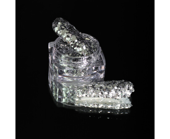 Зображення 2 Блискітки Komilfo 102K, розмір 1 мм срібло, 2.5 г, Колір: 102K