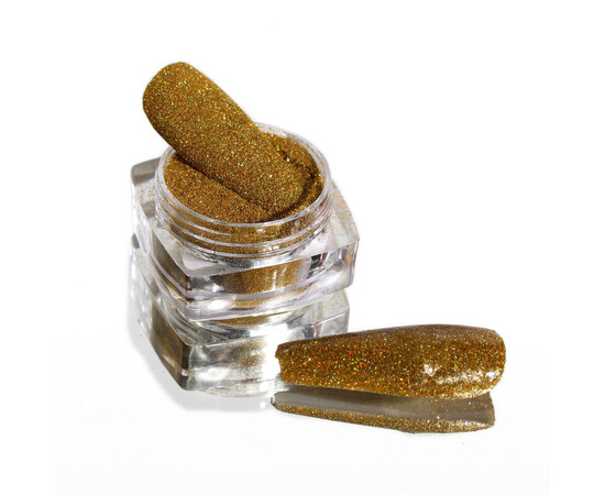 Изображение 3 Блестки Komilfo 115, размер 0.08 мм желтое золото голограмма, 2.5 г, Цвет: 115