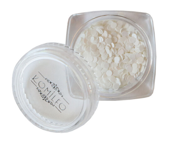 Зображення 3 Блискітки для декору Komilfo Disco Design 035 білі, 2 мм, 1 г, Колір: 035