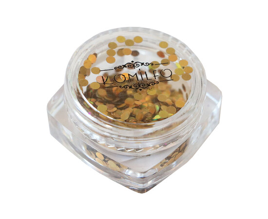 Зображення 2 Блискітки для декору Komilfo Disco Design 032 золото, голограма, 2 мм, 1 г, Колір: 032