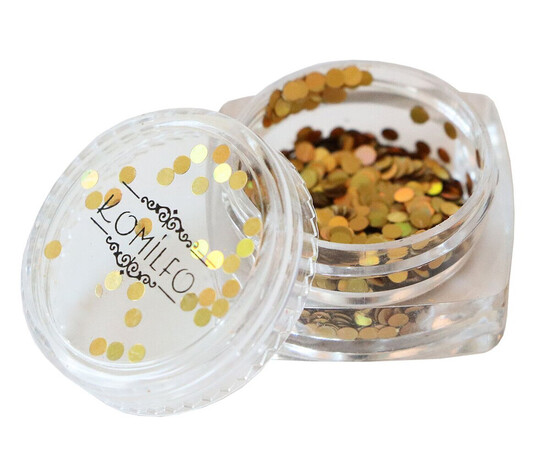 Зображення 3 Блискітки для декору Komilfo Disco Design 032 золото, голограма, 2 мм, 1 г, Колір: 032