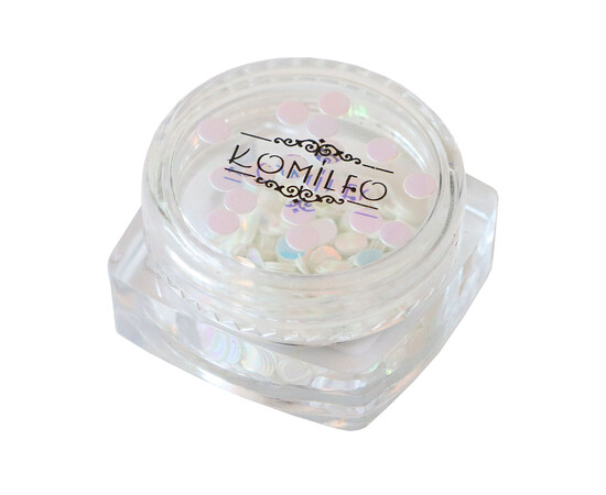 Зображення 2 Блискітки для декору Komilfo Disco Design 040 прозорі, зі сріблясто-голубим відливом, 3 мм, 1 г, Колір: 040