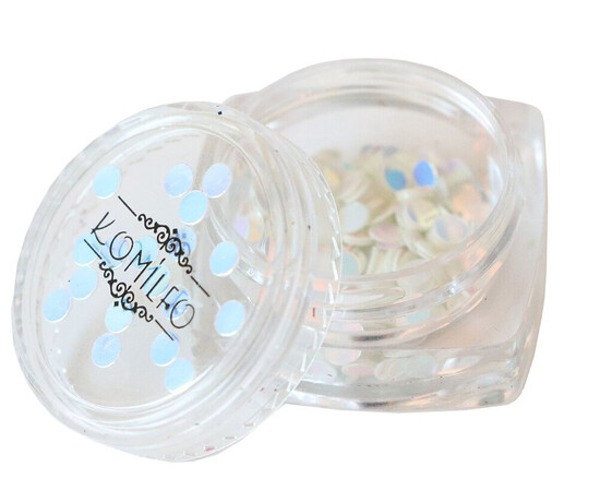 Зображення 3 Блискітки для декору Komilfo Disco Design 040 прозорі, зі сріблясто-голубим відливом, 3 мм, 1 г, Колір: 040