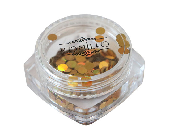 Зображення 2 Блискітки для декору Komilfo Disco Design 033 золото, голограма, 3 мм, 1 г, Колір: 033
