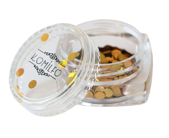 Зображення 3 Блискітки для декору Komilfo Disco Design 033 золото, голограма, 3 мм, 1 г, Колір: 033